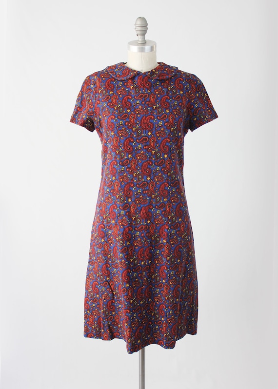 Vintage 60s MOD Paisley Dress - Short Cap Sleeve … - image 6