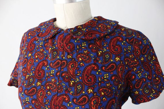 Vintage 60s MOD Paisley Dress - Short Cap Sleeve … - image 2