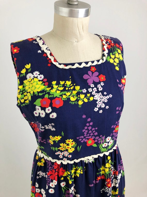 Vintage 60s Cotton Day Dress - Sleeveless A Line … - image 2