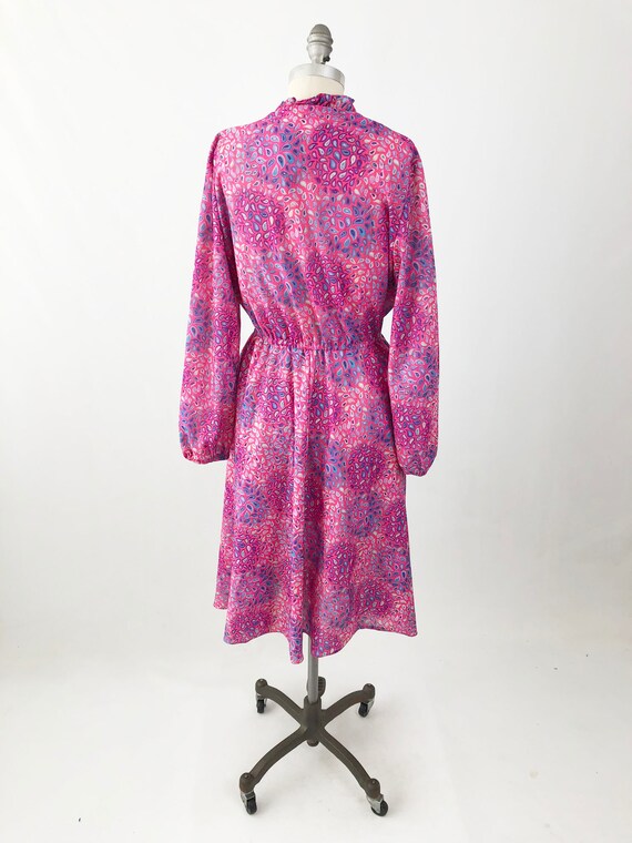 Vintage 70s 80s Paisley Dress - Pink Long Sleeve … - image 5