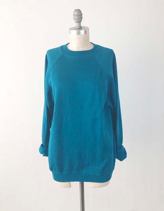 Vintage 80s NOS Blue Sweatshirt - Cozy Soft Ragla… - image 4