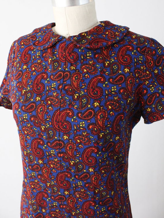 Vintage 60s MOD Paisley Dress - Short Cap Sleeve … - image 3