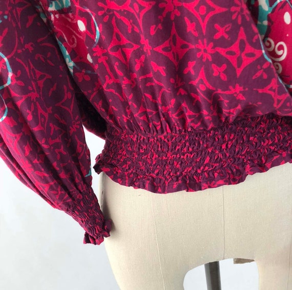 Vintage Bohemian Batik Blouse Top - Cotton Festiv… - image 6