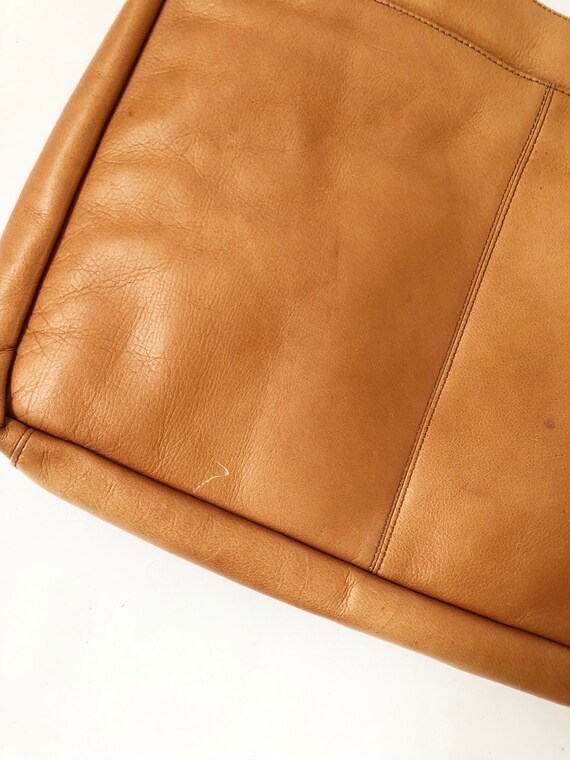 Vintage Tan Leather Messenger Bag Crossbody School… Gem