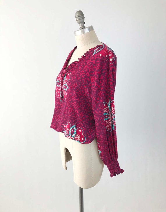 Vintage Bohemian Batik Blouse Top - Cotton Festiv… - image 2