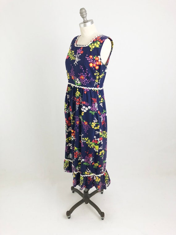 Vintage 60s Cotton Day Dress - Sleeveless A Line … - image 3