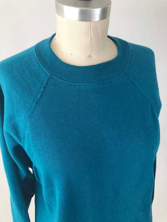 Vintage 80s NOS Blue Sweatshirt - Cozy Soft Ragla… - image 3