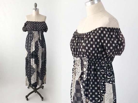 Vintage 70s Bohemian Hippie Dress - Off The Should