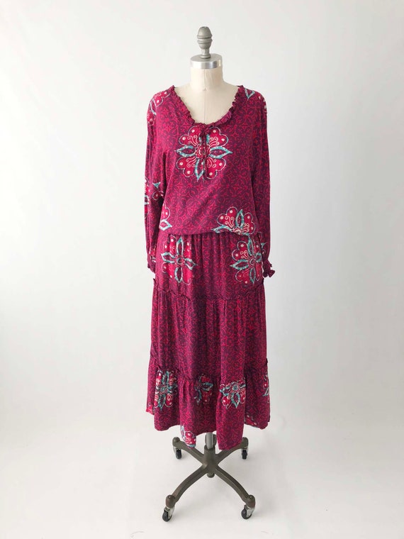 Vintage Bohemian Batik Blouse Top - Cotton Festiv… - image 7