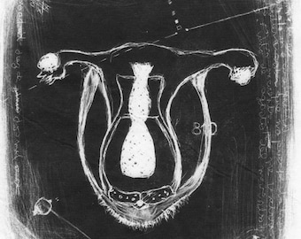 Printable Art Black Uterus litho