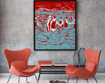 Printable art The Swimmers  home decor  summer poster instant download