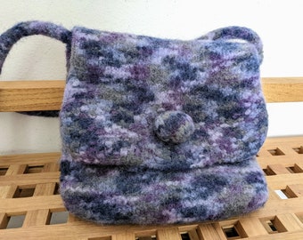 felted bag purple with shoulderstrap, wet felted