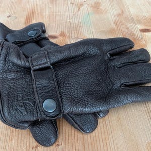 Vintage Men&#39;s Gloves in Genuine Deerskin – Size approx. 7.5, brown, adjustable fit, winter-ready, fleece lining