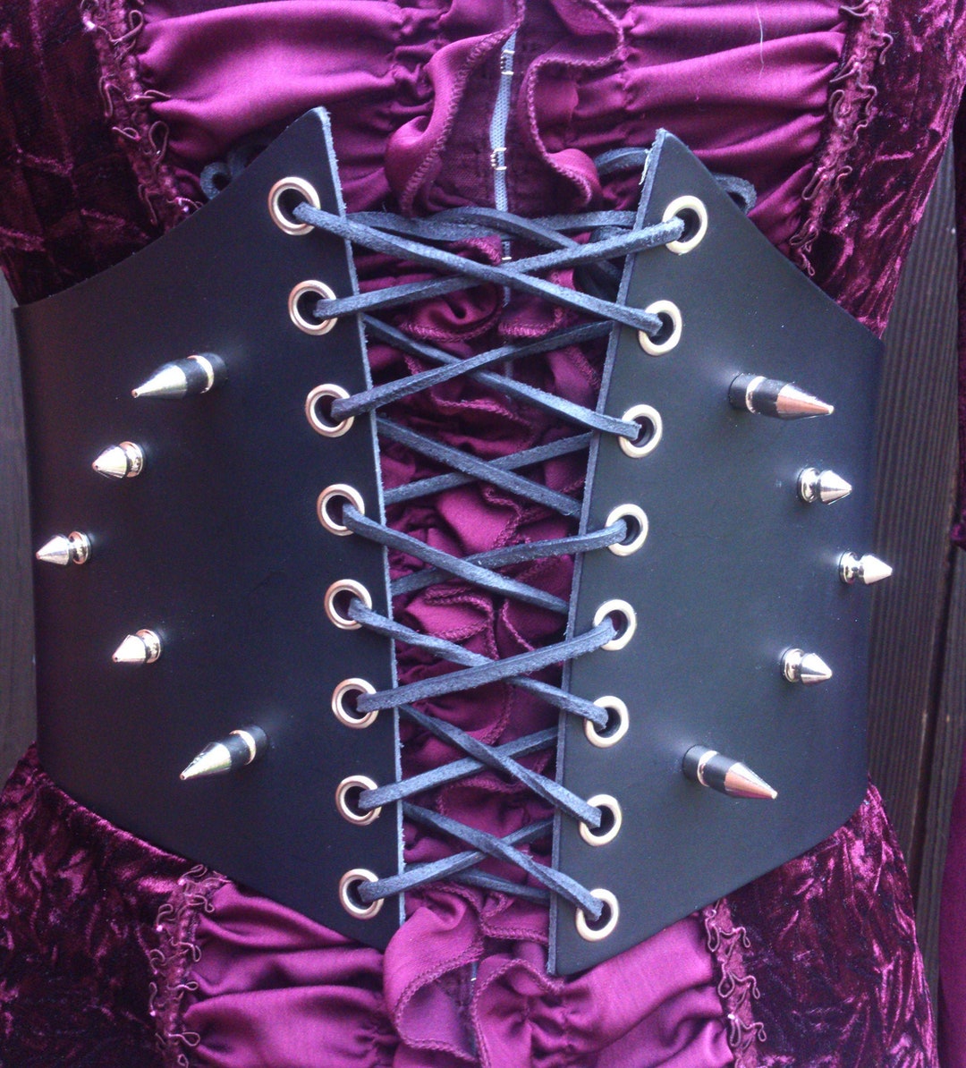 Leather Bodice Belt Black With Studs Gothic Leather Belt Etsy