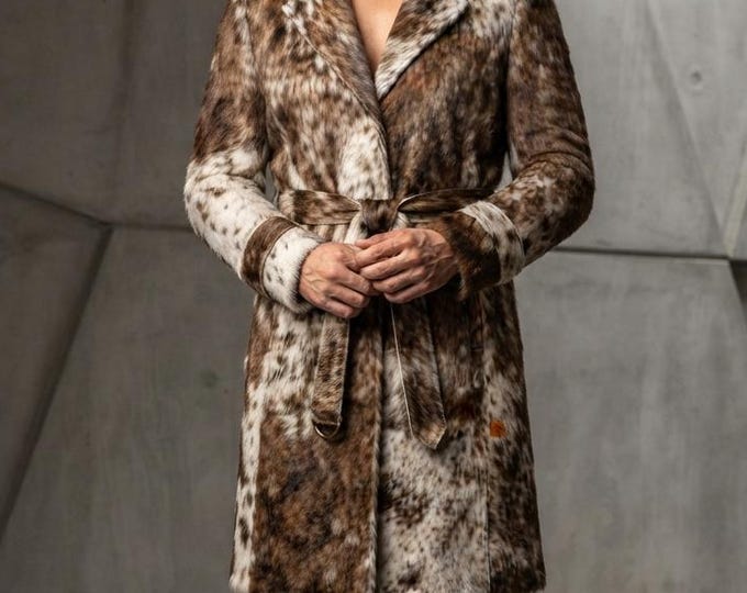 Featured listing image: Luxury Cowhide Leather Trench Coat, Belted Mens Winter Outerwear
