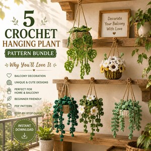 Plant Crochet Pattern, Car Hanging Plant Crochet Pattern, Crochet Hanging Plant for Car, Hanging Basket Pattern, Monstera Plant