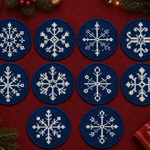 10 Mini Nordic Snowflakes Cross Stitch Pattern, Christmas  Snowflake Ornament Chart, Winter Decor, Printable PDF