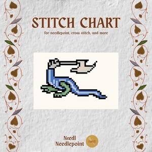 Serpent Executioner Needlepoint Chart, Medieval Marginalia Pattern, Gothic Snake Cross Stitch PDF, Instant Digital Download