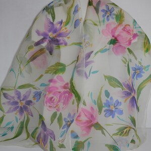 20&quot; x 72&quot; Custom Handpainted silk Organza wrap for the Bride or Wedding Party