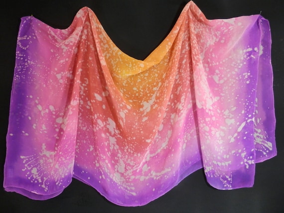 Hand painted 42in square chiffon scarf ombre