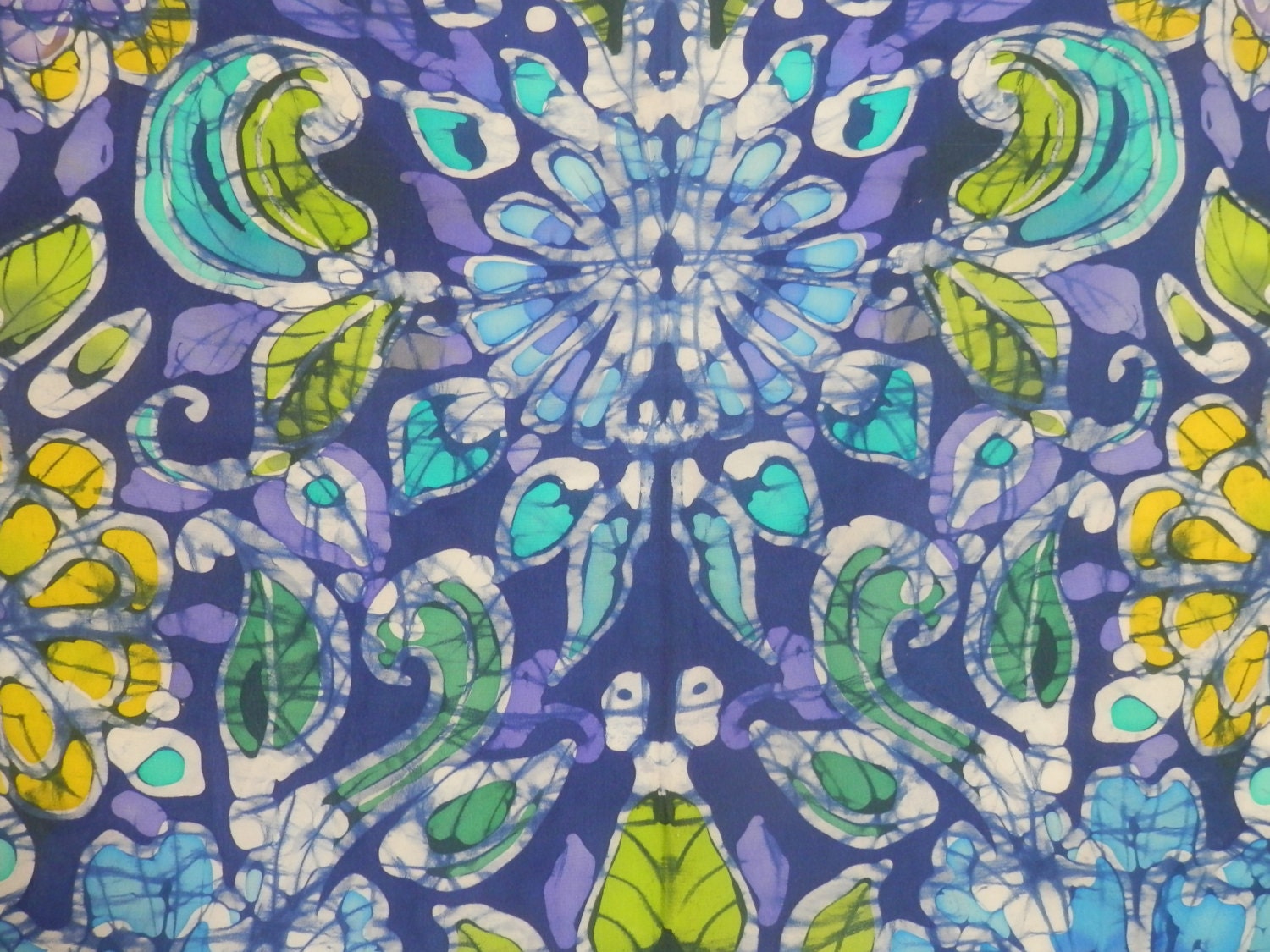 36 in Square Hand Painted Batik Silk Crepe Scarf in Blue Lime - Etsy