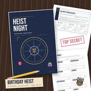 Birthday Escape Room for Tweens Ages 10-12, Printable Heist Party Game, Logic Puzzles and Codes, Teen Escape Room Kit PDF