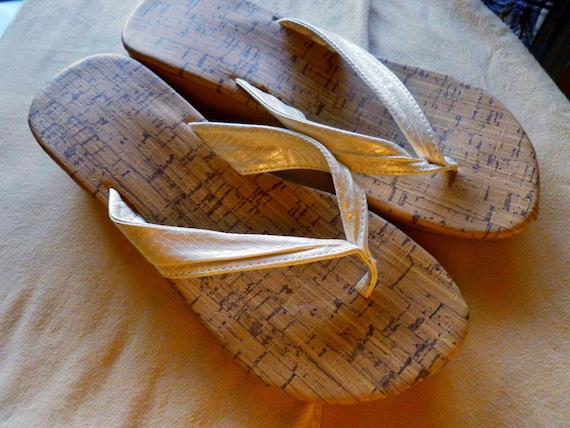 cork wedge thong sandals
