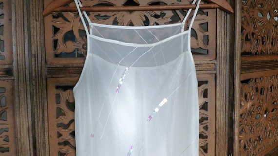 Vintage Cream Chiffon Satin Nightgown Lingerie