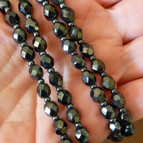 Jet Bead Necklace Etsy