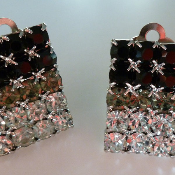 Stunning Vintage Ombre Rhinestone Clip Earrings