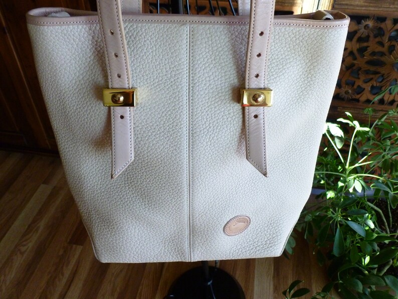 cream leather tote