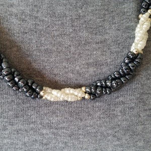 Gray and White Pearl Seed Bead Necklace 24-Inch image 1