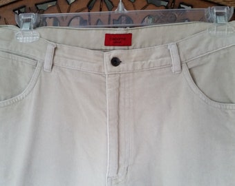 Men's Unisex Cream Tan Velvet Pants Jeans 36 x 30