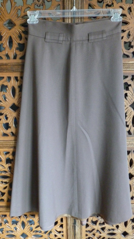 Vintage Brown Wool Midi Circle Skirt Size 6