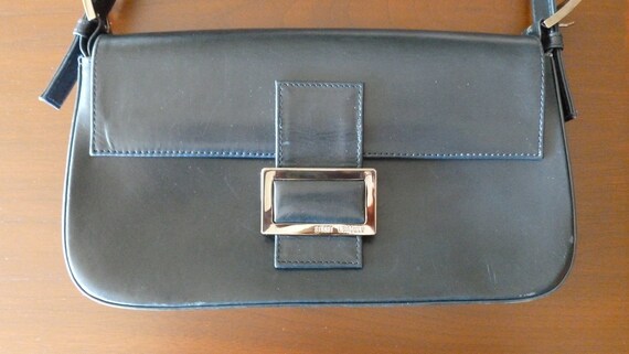 Small Navy Blue Leather Shoulder Bag - image 1