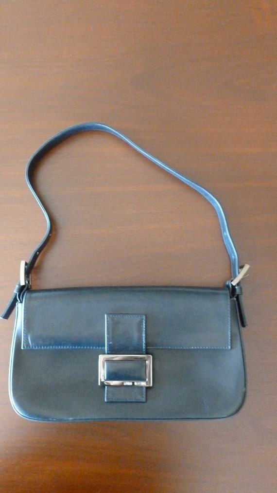 Small Navy Blue Leather Shoulder Bag - image 5