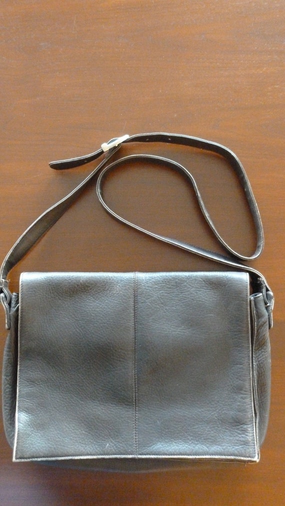 Dark Brown Leather Messenger Bag Crossbody Bag Pu… - image 4