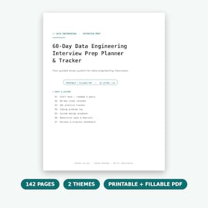 60-Day Data Engineering Interview Prep Planner | SQL, Coding, System Design Tracker (PDF)