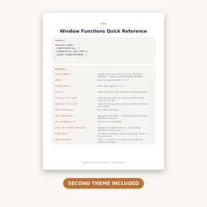 SQL Window Functions Cheat Sheet PDF, Data Engineer Interview Prep, SQL Quick Reference Printable image 2
