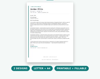 Cover Letter Template, Professional Cover Letter Template PDF, Editable Job Application Letter, Modern & Classic Designs
