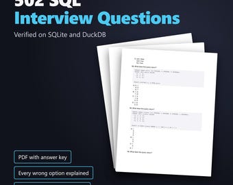 502 SQL Interview Questions PDF, Verified Answers Explained, Data Analyst Prep Study Guide
