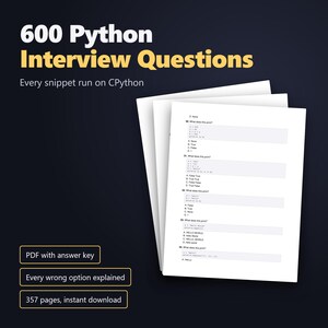 600 Python Interview Questions PDF, Verified Answers Explained, Developer Coding Prep Study Guide