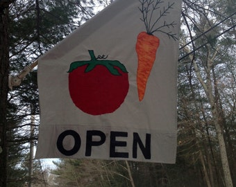 Open-- Flag Angled With 2 Veggies