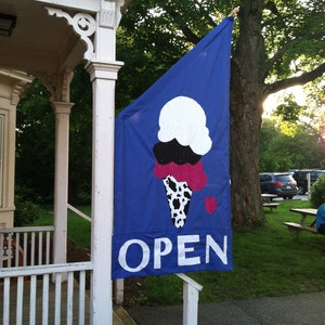 Angled multi colored Ice cream cone  flag,  Cotton canvas blend , appox. 3' x 5'