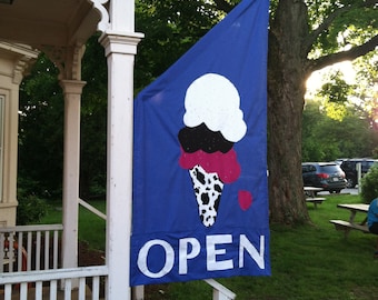Angled multi colored Ice cream cone  flag,  Cotton canvas blend , appox. 3' x 5'
