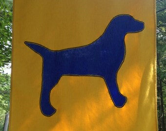 Red or Blue Lab silouette on Black & White Checkered Cotton, 3' x 5'