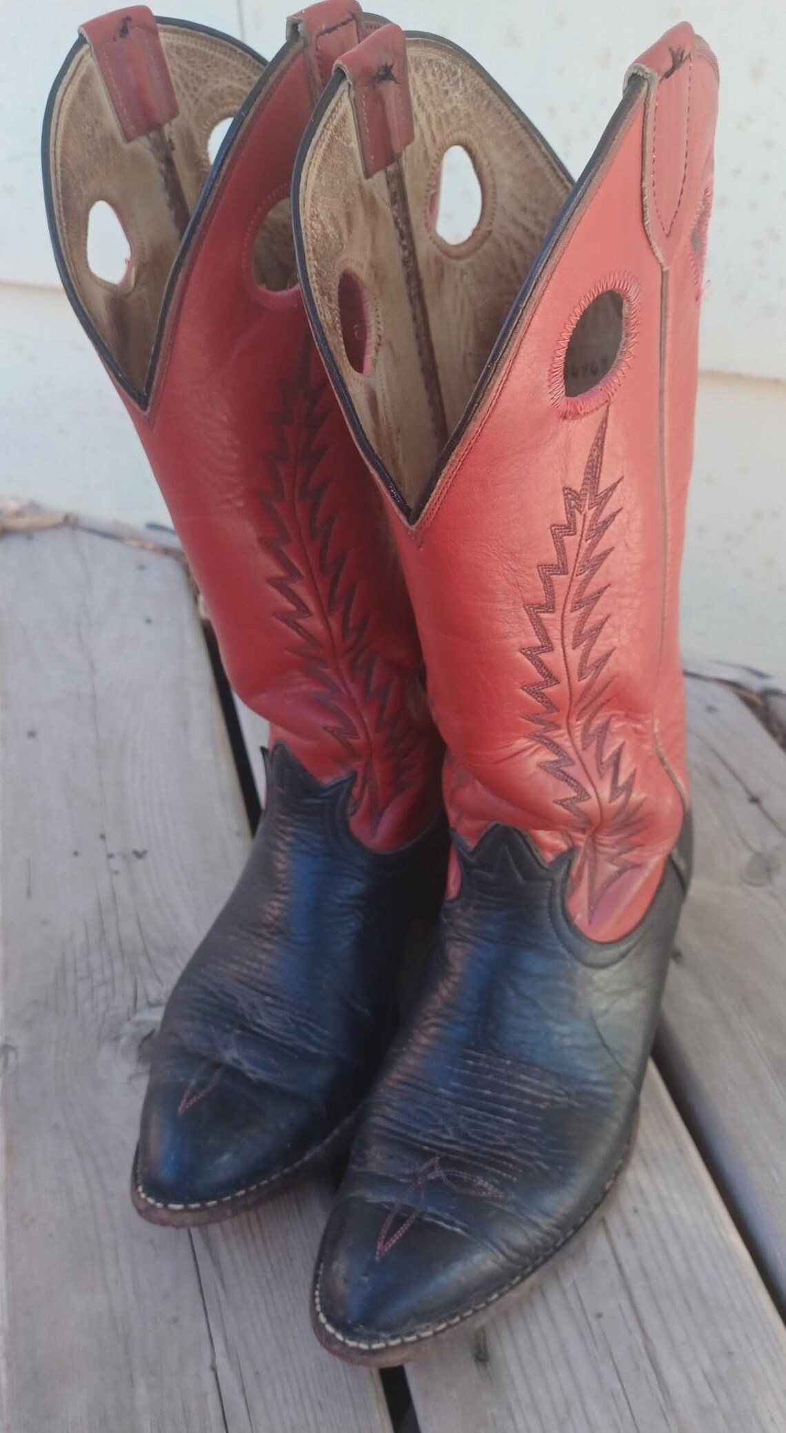 Red Tony Lama Leather Buckaroo Cowboy Boots. Very Good Used Condition Pre-Paid Tariff Men’s size 7.5, photo 4 of 5