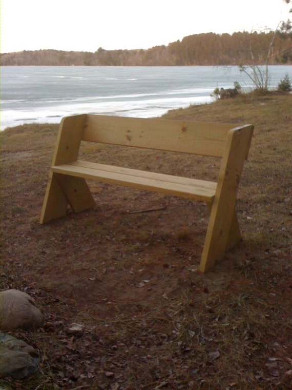 Outdoor Wood Bench Plan That Looks Great In The Woods Or Next Etsy