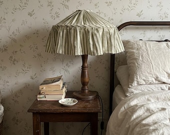 Handgefertigter Leinen-Hängelampenschirm, gestreifter Lampenschirm, englischer Landhausstil, Leinenlampenschirm, handgefertigte Beleuchtung