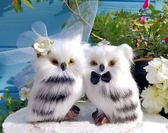 2024 CHOOSE THE  female head flower for free woodland  wedding cake topper romantic white owls wedding  cake topper owl
